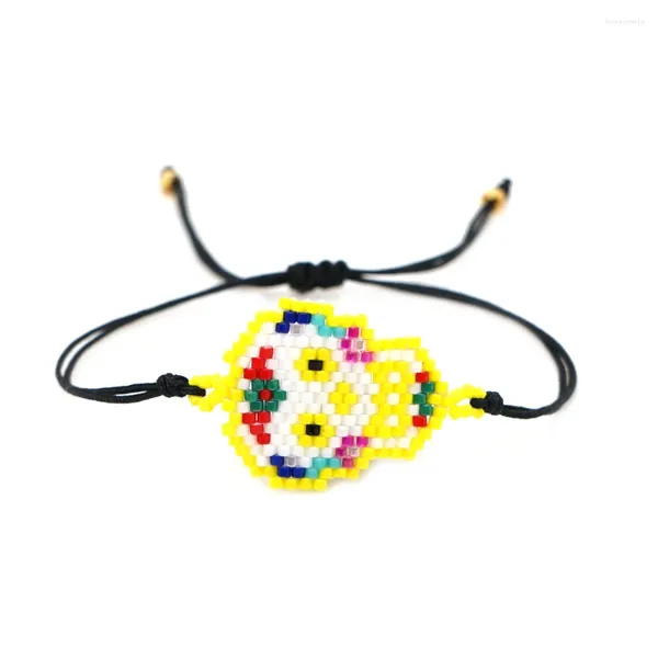 Pulseras de enlace GO2BOHO Multicolor Calavera Joyas Miyuki Estilo mexicano tejido ajustable tejido