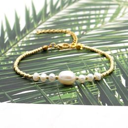 Bracelets de liaison go2boho réel bracelet de perle en eau douce couleur or miluki graine de graine de graine de graine ajusté pour les femmes bijoux de mode
