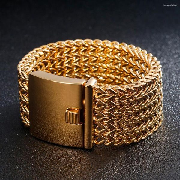 Pulseras de enlace Color de oro 316 Cadena de acero inoxidable Top pulida pulida Accesorios de joyería para hombres