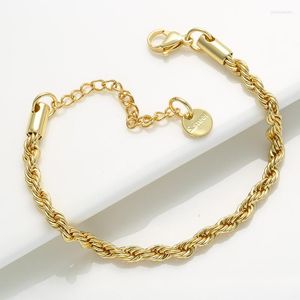 Gliederarmbänder Goldfarbenes Edelstahlarmband für Damen, gedrehte Seilkette, Herrenschmuck, Länge verstellbar