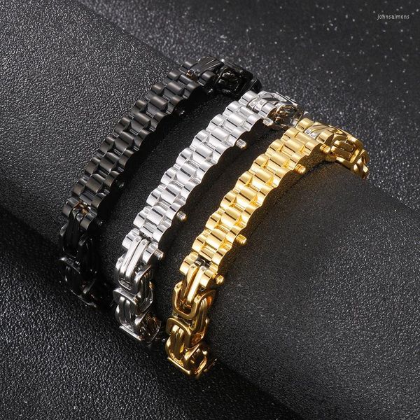 Lien Bracelets Plaqué Or En Acier Inoxydable Hommes Bracelet 8 MM Chaîne Hommes Vintage Bijoux Accessoires Cadeaux