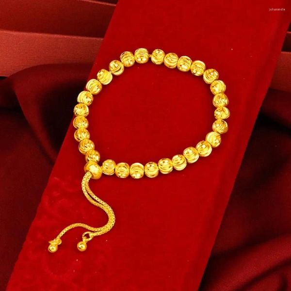 Bracelets à maillons dorés, perles dorées, chaîne de couleur réglable, pour femmes, filles et hommes, bijoux cadeaux