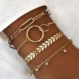 Schakelarmbanden Gothic 4-delige armband voor dames Geometrische cirkel Visgraatketting Ins-stijlset Charm Yc