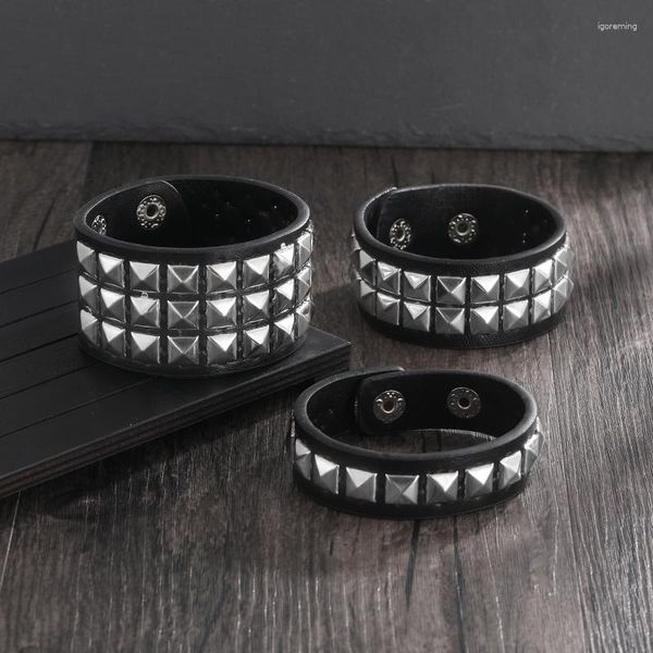 Lien Bracelets Gothique Punk Unisexe PU Bracelet En Cuir Multicouches Rock Spikes Rivet Chaînes Pour Femmes Hommes 'Amis Bijoux