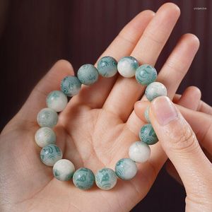 Link Armbanden Gradiënt Groen Natuurlijke Witte Jade Bodhi Wortel Armband Boeddha Kraal Handheld Rozenkrans Amulet Geschenken Voor Meisje