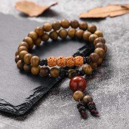 Bracelets de liaison verts en bois de santal naturel brin de perle pour femmes hommes de prière de prière Rosaire Bangles Yoga Bijoux Lucky