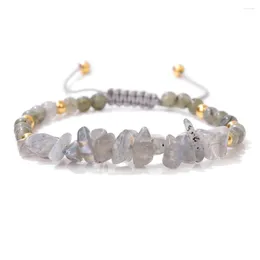 Bracelets de liaison Labradorite Gravel croustilles Bracelet Bracelet Natural Stone Natural Quartz à la main Tressé pour les femmes Bijoux pour femmes