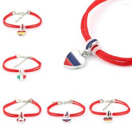 Link armbanden handgemaakte gevlochten touw rode draad Rusland Canada Spanje nationale vlag charme brengt je gelukkig rustig