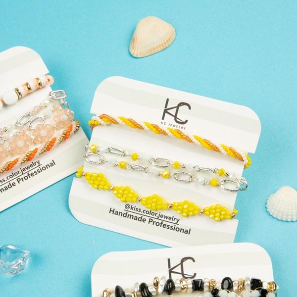 Pulseras de eslabones brazalete de cristal hecho a mano 2023 colección hecha a mano cuenta de aleación única apilable Strech mujer cadena de joyería de muñeca única