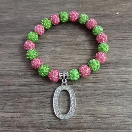 Bracelets à maillons faits à la main, rose vert, perles Disco de 10MM, étiquettes d'association numérique grecque #0 à 10, bijoux élastiques