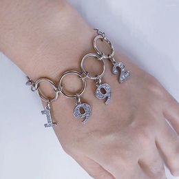 Link Armbanden Handgemaakte Ringen Luxe Strass Kristal Aangepaste Geboortejaar Brief Hanger Voor Vrouwen Metalen Ketting Enkelband Sieraden