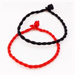 Pulseras de enlace Pulsera de cuerda roja tejida hecha a mano para mujeres y parejas Accesorios de pulsera afortunada Joyería de bricolaje ajustable