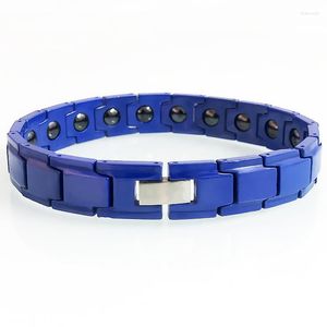 Lien Bracelets Soins de Santé Hématite Magnétique Hommes Bracelet Homme Bleu Céramique Brassard Énergie Saine Main Chaîne Mâle Bijoux