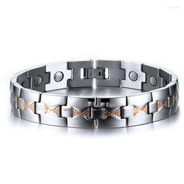 Link armbanden gezonde magneetarmband voor mannen vrouwen tweekleurige goud en zilveren kleur roestvrij staal femme
