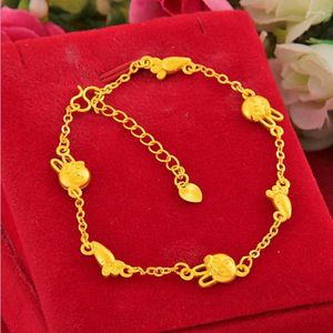 Pulseras de eslabones Hi Cute Women Bracelet Mujer 24k Gold Hand Chain Party Friend Regalo de cumpleaños Chica Joyería fina para mujer