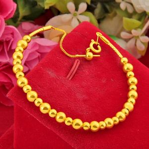 Pulseras de eslabones, pulsera de cuentas de transporte, cadena de oro de 24 quilates para mujer, regalo de cumpleaños para fiesta de mano, regalo de cumpleaños para chica, joyería fina para mujer