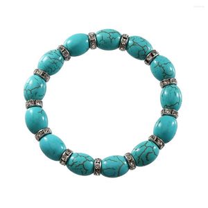 Pulseras de eslabones de alta calidad Bohemia verde turquesas naturales piedra pulsera Homme Femme Charms hombres Strand Beads Yoga mujeres joyería