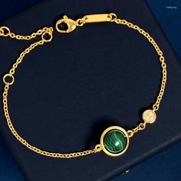 Bracelets à maillons en cuivre plaqué or 18 carats pour femmes, haute qualité, Malachite, Agate rouge, boule unique, bijoux fins de luxe