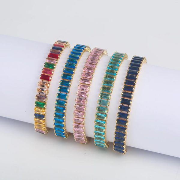 Bracelets à maillons plaqué cuivre de haute qualité, bracelet en or 18 carats, modèles Ab personnalisés, bijoux réglables en cristal, cadeaux pour femmes et filles