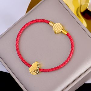 Bracelets à maillons de haute qualité en acier inoxydable 316L, cordon en cuir rouge de Chine, bracelet de bénédiction brillant, charme, vente en gros de bijoux pour femmes