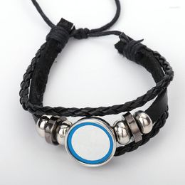 Link Armbanden Hoogwaardige sieraden Design Zwart polsband aanpassing Sublimatie Blanco Lederen Designer Bangle 10pcs/Lot A0071