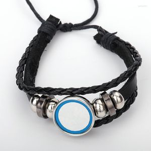 Bracelets à maillons, conception de bijoux de haute qualité, bracelet noir personnalisé par Sublimation, bracelet de styliste en cuir vierge, 10 pièces/lot A0071