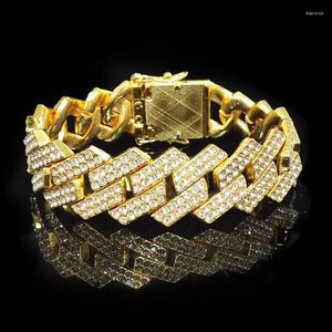 Lien Bracelets Hip Hop Bracelet Bling glacé Miami Zircon broche cubaine pavé strass hommes collier pour bijoux