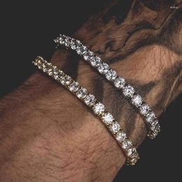 Lien Bracelets Hip Hop Glacé 3/4/5mm Pierre Tennis Bracelet Pour Femmes Hommes Zircon Cristal Chaîne Sur La Main Haute Qualité Bijoux