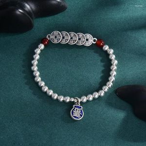 Bracelets à maillons HX couleur argent Jindou cinq empereurs Bracelet d'argent corde à main tissage chine-chic polyvalent accessoires de bijoux de mode