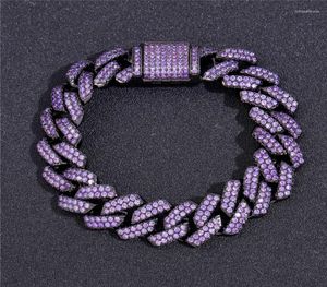 Bracelets de liaison chaînes Iced Out pour hommes Femmes 15 mm Black Purple Cub CZ Bracelet Hip Hop Bijoux 3952387