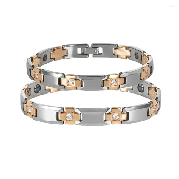Bracelets à maillons Ikuinen Bracelet anti-rayures en carbure de tungstène hommes couleur or hématite magnétique Couple bijoux pour femmes
