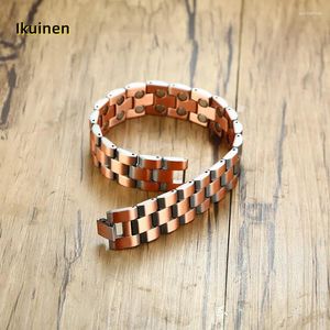 Pulseras de enlace Ikuinen Vintage Copper Magnetic for Men Wrist Band Man Bracelet Cadena de manos Health Energy Wedding Christmas Jewelry