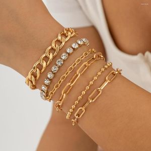 Link armbanden Ingemark Luxe Iced Out Rhinestone Chain Set On Hand Hip Hop Clear Crystal Charm Bangles paar sieraden Steampu