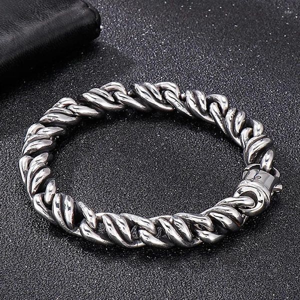 Pulseras de enlace Twist Irregular Rope Cadena Man Pulsera de alta calidad Color de plata de acero inoxidable de alta calidad Men Bangle Jewelry