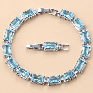 Lien Bracelets Articles 925 Mark Bijoux En Argent Bracelet En Pierre Bleue Bracelet Pour Femmes Cadeau 13 Couleurs Costume De Mode De Mariage