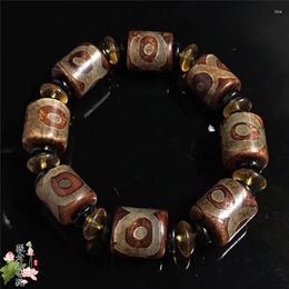 Bracelets de liaison jade xizang agate trois neuf œil d'oeil en pierre d'origine perles célestes de main