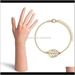 Lien, Bracelets Bijoux Drop Delivery 2021 Mode Bracelet Arbre Feuille Forme Aessorywith Or Couleur Plaqué Chaîne En Métal Cadeau Pour Les Femmes Femme Lov