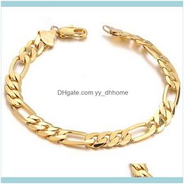 Enlace, pulseras Jewelry6Mm/10Mm Classic Vintage Gold Color Figaro Chain Bracelet Men Punk Hip Hop Jewelry Drop Delivery 2021 Epp0J