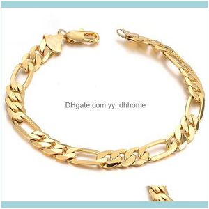 Enlace, pulseras Jewelry6Mm/10Mm Classic Vintage Gold Color Figaro Chain Bracelet Men Punk Hip Hop Jewelry Drop Delivery 2021 Epp0J