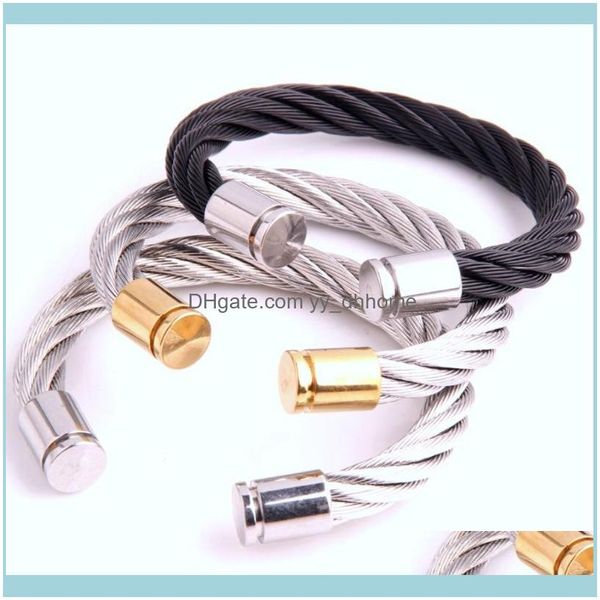 Link, Bracelets Jewelrylink, Chain Tisnium Twist Rope Design Concept Mens Bracelet High Polished Stainless Steel Personality Presents Wholes