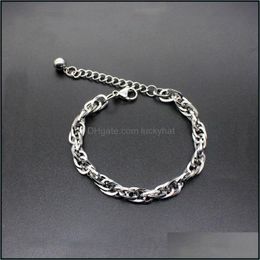 Link Bracelets JewelryLink Chain Titanium stalen armband eenvoudige roestvrije hand sieraden mode wilde heren druppel levering 2021 e5qr7