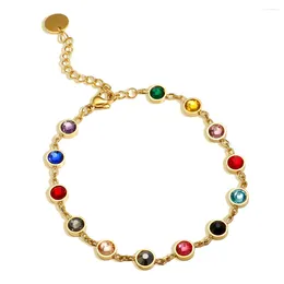 Bracelets à maillons JINHUI vente Bracelet étoile 13 pierres de naissance cristal coloré bijoux pour femmes bijoux en acier inoxydable