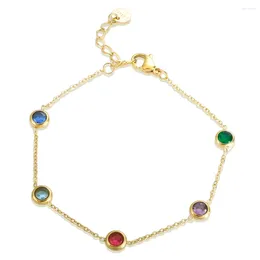 Bracelets à maillons Jinhui stéréoscopique circulaire coloré zircone incrusté charme exquis chaîne fine bracelet en acier inoxydable poignet étanche