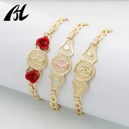 Bracelets à maillons Joyeria bijoux religieux Bracelet d'ancre porte-bonheur femmes vierge marie tricolore Laminado en ou De La