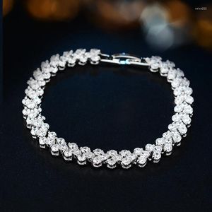 Bracelets à maillons Joyme luxe couleur or blanc chaîne Roma Bracelet pour femmes dames brillant cubique Zircon cristal bijoux de mariage