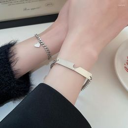 KAITIN – bracelets à maillons en titane et acier, chaîne en forme de cœur, ensemble de 2 pièces, Design personnalisé, bijoux artisanaux à la mode