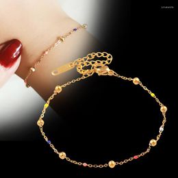 Link Armbanden KiOozol 316L roestvrij staal Goudzilverkleur Ronde kleurrijk email voor vrouwen accessoires mode sieraden 515 ko6