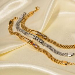 Bracelets à maillons Koaem Mode féminine Zircon coloré incrusté en acier inoxydable Bracelet coulissant chaîne étanche charme bijoux filles cadeau