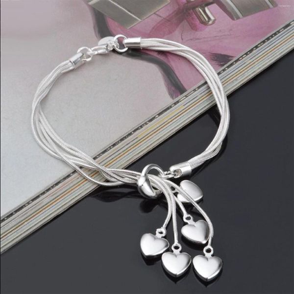Bracelets à maillons Mode coréenne Gland Suspendu Coeur Bracelet Pour Femmes Charme Chaîne Bracelets De Noce Anniversaire Cadeau Bijoux Pulseras