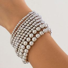 KunJoe – Bracelets à maillons Punk pour hommes, 8 pièces/ensemble, boule perlée faite à la main, Vintage, couleur argent, bijoux de fête à la mode, cadeau